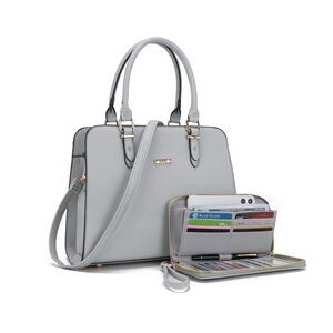 7614 Purse Purses And Handbags Satchel Wallet Sets Work Tote Bags Grey